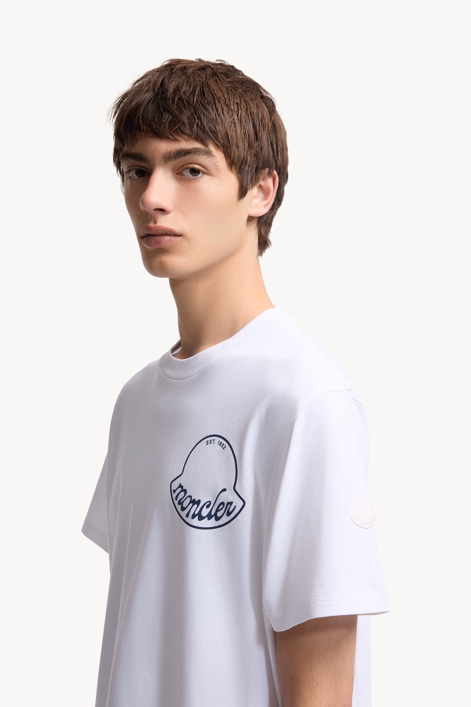 Logo Cotton T-Shirt Men White Moncler 4